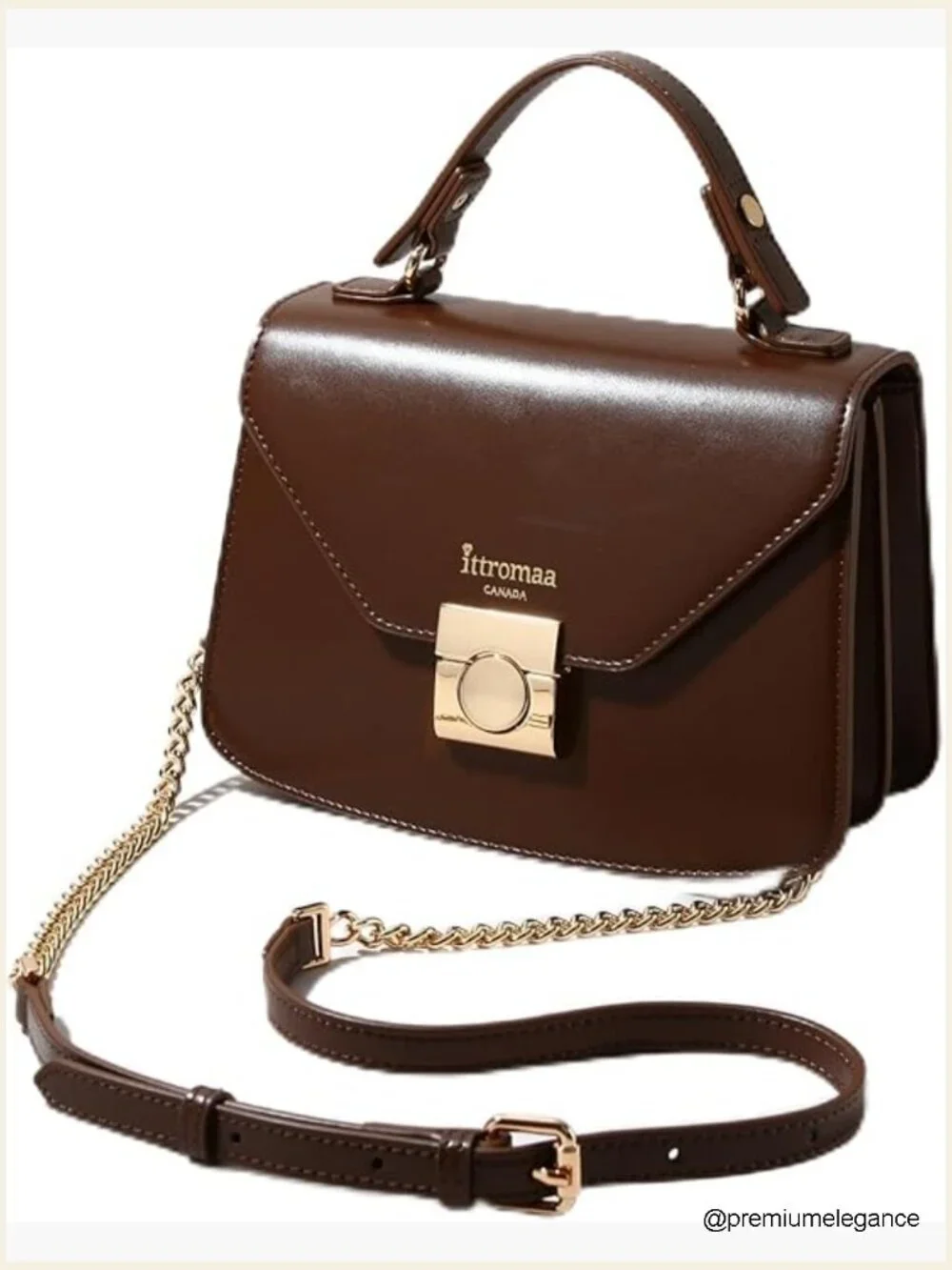Vegan Leather Top Handle Satchel Bag Crossbody Purse Flap with Chain Strap